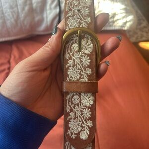Lucky Brand Brown and White Embroidered Belt